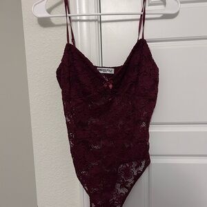 Princess Polly Deep Red Lace Bodysuit